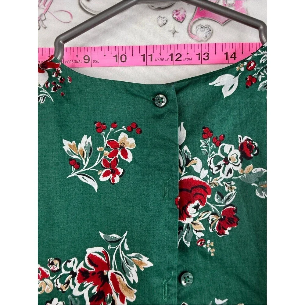Carter's dress Green Floral Sleeveless Party Dress with Red and Cream Accents